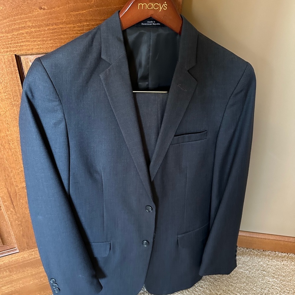 Boys Calvin Klein Dark Grey Suit with 2 Ties